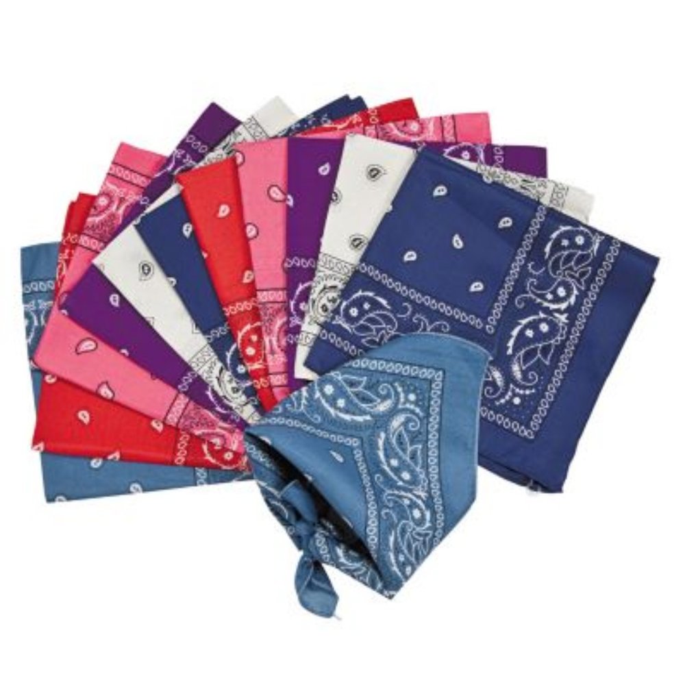 12 PACK OF WESTERN STYLE BANDANA'S